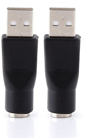 Cyrank Adaptador USB A PS2, 2 Uds USB 2,0 A Macho A PS/2 Adaptador Convertidor Hembra PS/2 Adaptador Cambiador Convertidor Hembra para Ratón Y Teclado