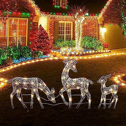TONGFENG - Renna luminosa natalizia per esterni, a LED, cervo luminoso, decorazione natalizia in metallo per feste, vacanze, da giardino, cortile.