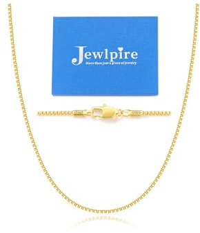 Jewlpire 14K Gold Plated Chain Necklace for Women, 1.3MM Box Chains Necklace 14K Gold Plated Chain for Women Thin & Sturdy Womens Chains Necklaces, 18 Inches