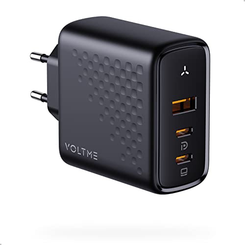 VOLTME Chargeur USB C 100W PD Rapide 3-Ports Noir - Compatible avec iPhone 15, MacBook Pro/Air, iPad Pro, Samsung Galaxy S23 Ultra S22 et appareils USB-C