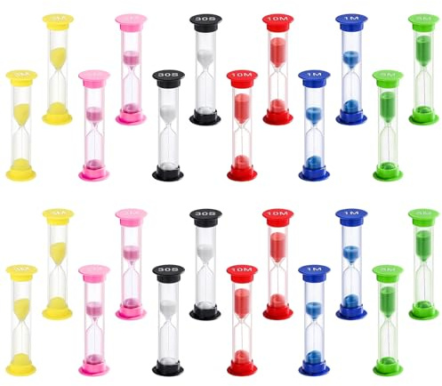 Chostky 24PCS Horloge à Sable sablier Horloge à Sable colorée 30sec/1min /2mins/3mins/5mins/10mins pour Les Enfants Salle de Classe Jeu Maison Cuisine Bureau