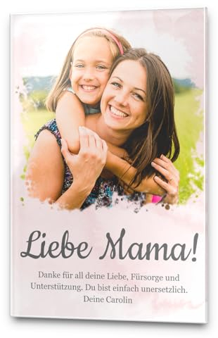 CHRISCK design Acryl Glasbild Aquarell mit eigenem Foto & Wunschtext - Pastell Farben - Geschenk Weihnachten für beste Freundin Pärchen Freund Schwester Mama - Geschenkidee zum Geburtstag