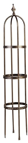 Evergreen Garden 5 ft Metal Garden Obelisk Trellis for Climbing Plants Vines, Clematis & Flowers | Outdoor & Indoor Plant Trellis for Potted Plants | Floral Pattern Arch Trellis (Antique Copper)