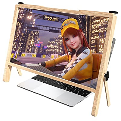 Handy Bildschirmlupe, Laptop Bildschirmschutz Ständer 21 Zoll Computer Lupe Ultraklarer Blu-ray 3X Leseverstärker Tragbarer Laptop Ständer Monitor Für Männer Kinder Frauen Lupen (Beige)