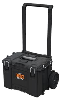 Keter ROC Pro Gear Robuster Werkzeugkoffer mit Rollen, modular, stapelbar, leicht, langlebig, IP65 wasserdicht, Schwarz