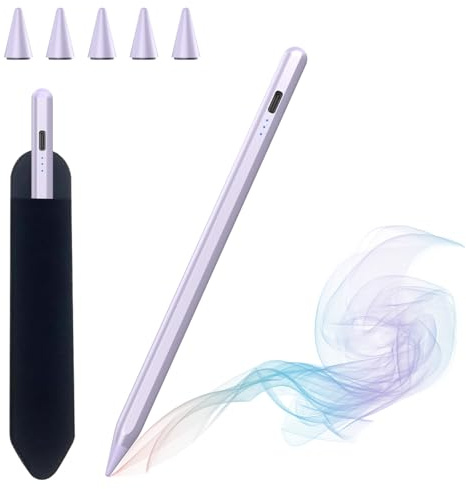 Pencil für Apple ipad, Stylus Stift für iPad 2018-2026 Palm Rejection | Schnellladung, Neigungssensitivität für iPad 11 A16/10/9/8/7/6, Mini 6/5, Air 5/4/3/M2/M3/M4, Pro 3/4/5/6/M4 Gen, Lila