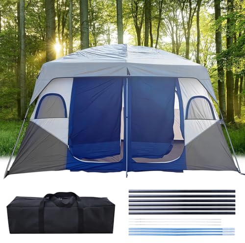 Kzuaksbe Zelt Tent Camping Campingzelt Festival Zelt wasserdicht Winddicht großes Zelt mit stehhöhe Familienzelt für 4 bis 12 Personen 4 * 3m (B)
