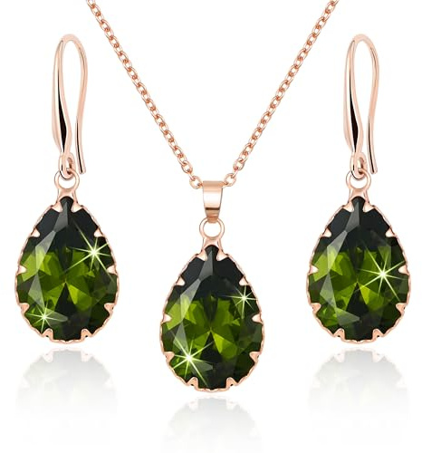 Linawe Schmuck Set, Brautschmuck Hochzeitsschmuck Braut Jewellery, Damenohrringe Ohrringe Hängend und Anhänger Kette Halskette Damen, Erhältlich in Silber, Gold und Roségold