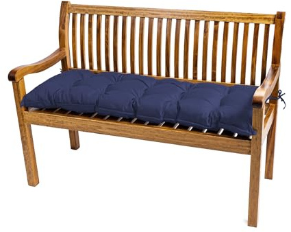 TexDeko® Garden Bankauflage Outdoor Polsterauflage 120x50x8 cm Dunkelblau | In- & Outdoor, wasserabweisend, UV-beständig, Bankpolster gesteppt, formstabiles Sitzpolster mit Vließmantel, für Gartenbank