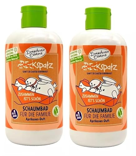 2er Pack Dresdner Essenz Dreckspatz Familien-Schaumbad Zusammen ist's schön Aprikose 2 x 300 ml