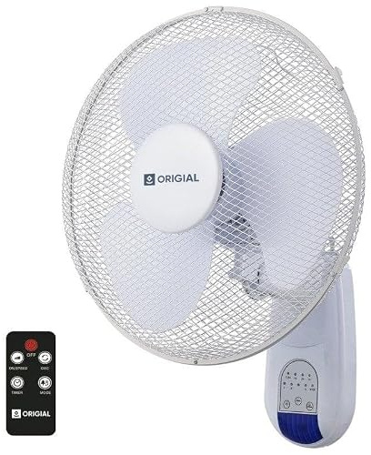 Origial AIRBLISS WALL FAN Ventilador de Pared 45W con Mando a Distancia, 3 Velocidades, Oscilación Automática, Temporizador 7,5 Horas, Cabezal Ajustable, 41 cm