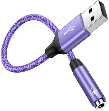 Adaptador de audio USB a conector de 3,5 mm, cable USB a auxiliar, tarjeta de sonido estéreo externa, USB macho a auriculares TRRS hembra de 3,5 mm para PS4/PS5/auriculares/Mac/Linux/laptop, adaptador