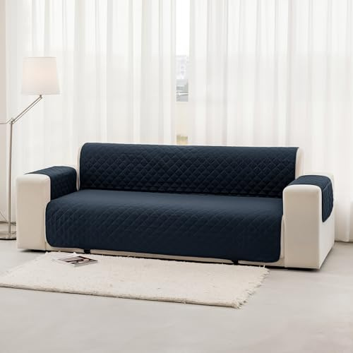Homebliss Sofa Überzug 3 Sitzer Wasserdicht, Couch Überzug für Katze und Hund, Sofaschone Universell Reversibel, Blau