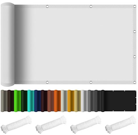 Voile d'ombrage Imperméable Rectangulaire 220 x 480 cm Protection Solaire avec Cordons Parasols & Voiles d'ombrage avec Œillets pour Patio Jardin Terrasse Extérieur Balcon, Blanc