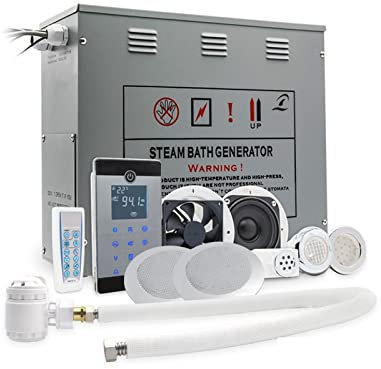 Kit generador de ducha de vapor, Calentador de sauna 6kw AC Con Lcd Controlador táctil Sauna Vapor Bath Generator Baño Ducha de vapor de vapor Drenaje automático para uso doméstico comercial(VS-C060-6
