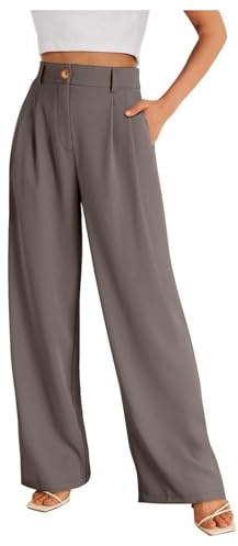 Generisch marlenehose damen schwarz extra lang high waist, Schwarze Lange Weite Anzughose Damen Elegant - High Waist Lässig Freizeithose Culotte Bund Mit Taschen Business Palazzo Stoffhose