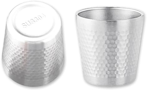 OYIWINMI 2 vaso de acero inoxidable, 175 ml, apilables sin asa, para camping, pícnic, viajes irrompibles y sin BPA