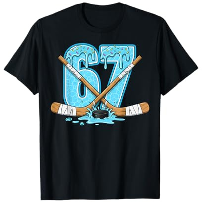 67 Ice Cream Drip Hockey Gen Alpha Slang Six Seven Meme T-Shirt