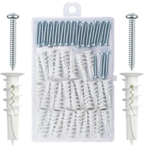Vauki Lot de 60 chevilles isolantes avec vis, 30 chevilles pour placoplâtre de 40 mm, 30 vis pour chevilles, façade, placoplâtre, isolation