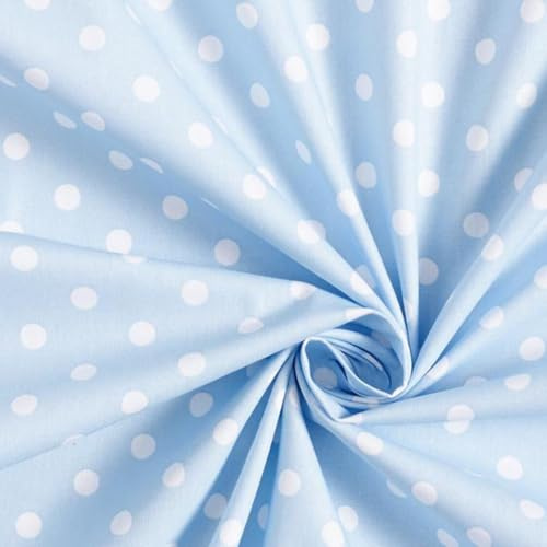 Tessuto Cotone 100% a Pois– 100 cm x 148 cm Stoffa per Cucito, Tessuti al metro, Stoffa cotone al metro, Cotoni per cucire (Celeste)
