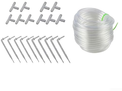 White Garden Hose Kit for Indoor and Outdoor Plant Irrigation, Flexible PVC Watering Pipe for Lawn Sprinkler and Flower Care, Backyard Garden Supply(10m Kit)
