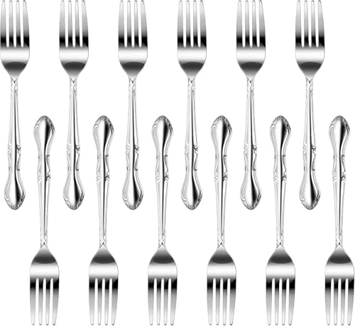 New Star Foodservice Rose Pattern 18/0 Stainless Steel Dinner Fork, 7.2-Inch, Set of 12, Commercial Grade