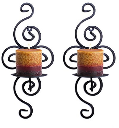 Super Z Outlet Pair of Elegant Swirling Iron Hanging Wall Candleholders Votives Sconce for Home Wall Decorations, Weddings, Events