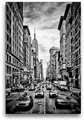 Premium Textil-Leinwand 30 x 45 cm Hoch-Format NYC 5th Avenue Monochrom | Wandbild, HD-Bild auf Keilrahmen, Fertigbild auf hochwertigem Vlies, Leinwanddruck von Melanie Viola