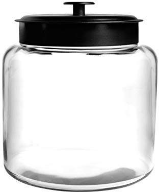 Anchor Hocking Montana 1.5 Gallon Glass Jar with Lid, Black Metal Lid