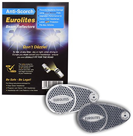 Headlamp Beam Eurolites Head Light Deflectors Convertors Adaptor Driving European Travel Anti Scorch Silver Reflective