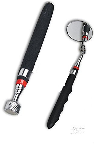 2-er Set Teleskop Pick-Up Tool + Teleskop-Spiegel für Werkstatt, Schornsteinfeger, Geocaching
