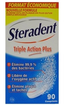STERADENT Stéradent Nettoyant Triple Action - 90 comprimés