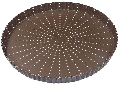 Gobel - Moule A Tarte OU TOURTIERE PERFOREE Ronde CANNELLEE Fond Fixe REVETEMENT Anti Adherent 32 CM