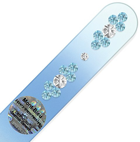 Mont Bleu Handgefertigte Glasnagelfeile von Hand dekoriert mit crystals from Swarovski - Tschechische Kristallnagelfeile - Echtem gehärteten Glas