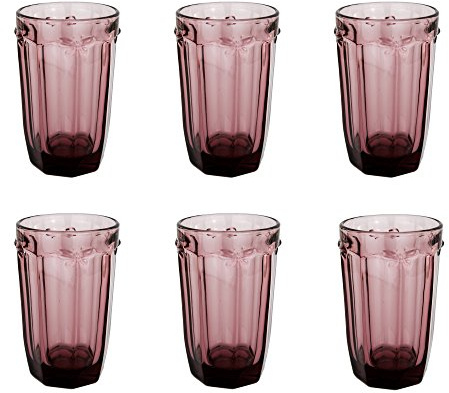 GMMH Vintage 6 Teile Set Schmetterlinge König Weinglas Glas Gläser Weingläser Wasserglas Longdrinkglas (6 Stück Trinkglas lila)