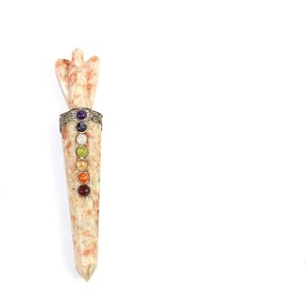 Jet Natural Sunstone Angel Chakra Gemstone Wand Stick Healing Meditation Agate Reiki Aura Cleanser Agate Energized 4.5-5 inch Long
