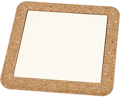 Untersetzer 2er Set aus Porzellan mit Korkrahmen 15,5 x 15,5 cm – bemalbar & hitzebeständig