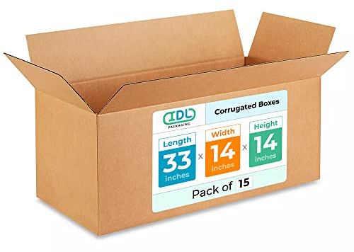 IDL Packaging Umzugskartons, groß, gewellt, 84 x 35,6 x 35,6 cm, 15 Stück