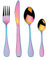 Mikasa Rainbow Cutlery Set, Iridescent Stainless Steel, Knives, Forks, Spoons, Teaspoons, Dishwasher Safe, 16pc Set for 4