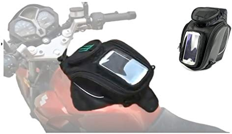 MJZYP Motorrad Hund,Motorrad Enduro,Universal Motorrad Starke Magnetische Navigationstasche, wasserdichte Nylon-Tasche, Große Bildschirmnavigationstasche, Tankrucksack, Hecksack, Schwarz, 35x23x11cm