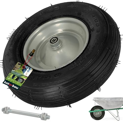 KOTARBAU® Roue de brouette 4.80/4.00-8 - Pneus renforcés - Diamètre 390 mm - 230 kg - Fabriqué en UE