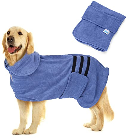 Nobleza Accappatoio per Cani e Gatti in Microfibra con Velcro, Super Assorbente e Asciugatura Rapida, Cinque Taglie, Morbido Asciugamano per Cani (XL)