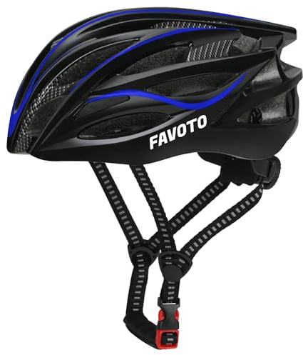 Favoto Fahrradhelm für Erwachsene Fahrrad Helmet mit Abnehmbarer Innenfutter Verstellbar Rennradhelm Rollerhelm Mountainbike MTB Helm für Herren Damen Schwarz-Blau L (59-61cm)