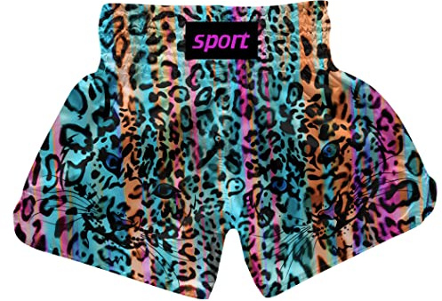 ChenHang Women Boxing Shorts Muay Thai Trunks Leopard Print MMA Sport Kick Martial Arts Training Gym Costume