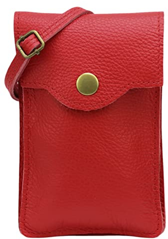 SH Leder Damen Handytasche Umhängetasche Geldbörse Multifunktion Beutel Schultertasche aus Echtleder Verstellbar Schultergurt Handy bis 6.8 Zoll 12x19cm ADA G3282