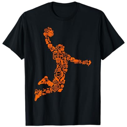 Basketball Dunk Silhouette gefüllt mit Dingen T-Shirt