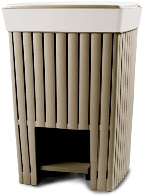 Ecoplast | Pattumiera con Pedale 6 Litri Doga, Cestino Spazzatura in Plastica Riciclata, Colore Cappuccino, 19x19x31, Made in Italy