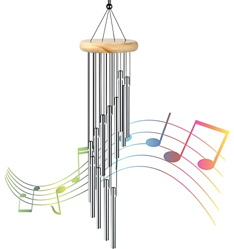 Campanelli Eolici Scacciapensieri per Esterni Metallo Campanelli a Vento 12 Tubi in Alluminio Campane a Vento Musicali Campanelli Eolici Tubolari per Esterno Giardino Casa Decor Regalo di Compleanno