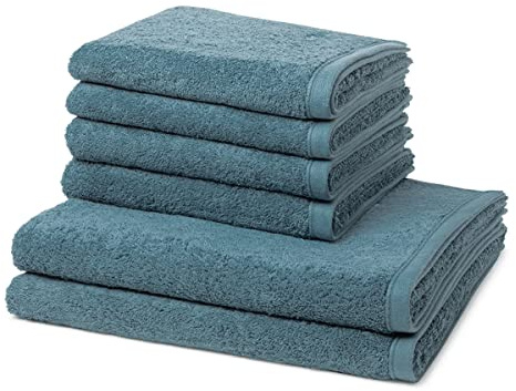 Ross - 6 teiliges Frottier-Set - Vita (4 X Handtuch 2 X Duschtuch im Set) - 520 g/m2 - Baumwolle - Walkfrottee - saugstark - weich und flauschig - Pazifik
