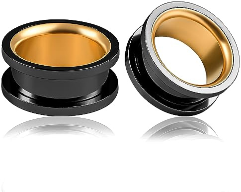 Vankula Öronkött tunnel dubbel flared plugg öronmätare rostfritt stål stretch expander piercing öronpiercing, 8mm(0G), Metall